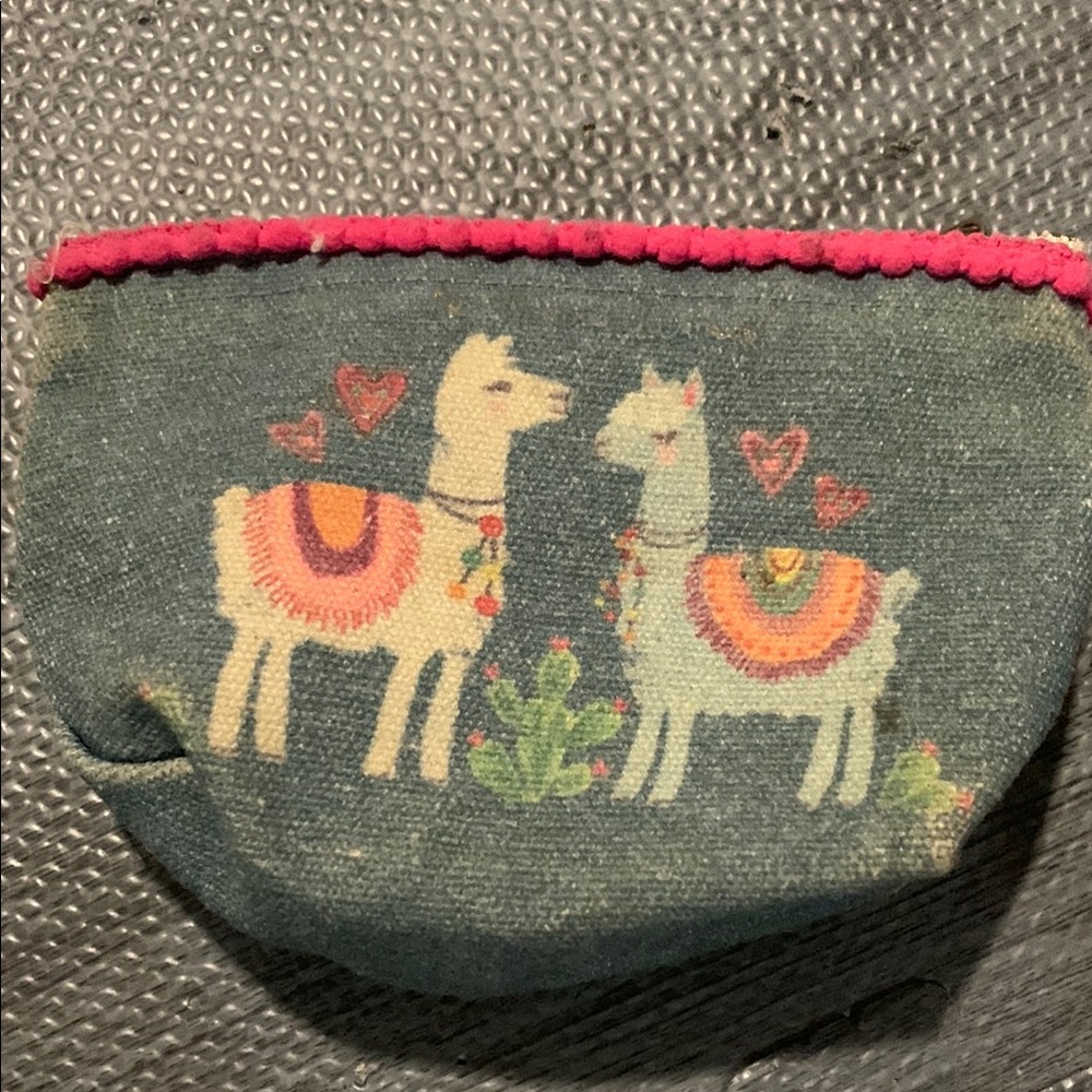 NATURAL LIFE Pink and Blue Mini Bag with Folk Art Llama Design